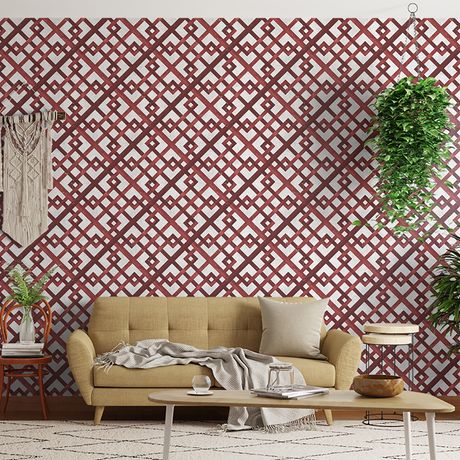 Papel de Parede Vinílico Grade Desgastado Vermelho e Cinza