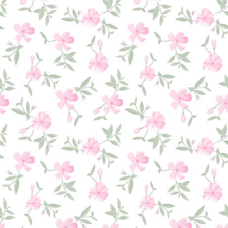 Papel de Parede Vinilizado Floral Delicado Rosa e Branco