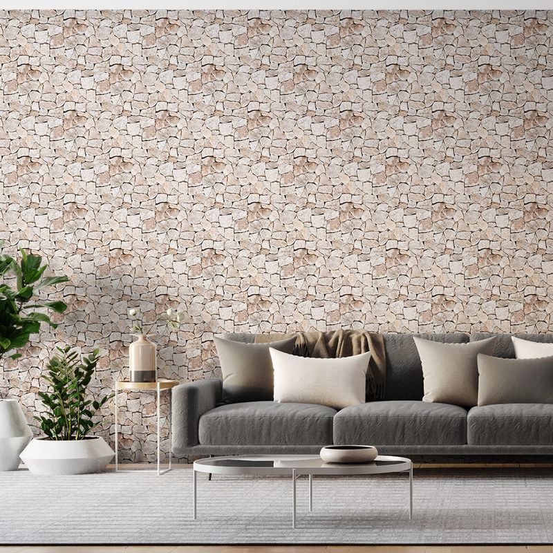 Papel-de-Parede-Vinilizado-Pedras-Marrom-e-Branco