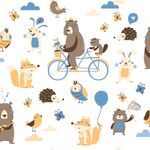 Papel-de-Parede-Vinilizado-Personagens-Azul-e-Bege