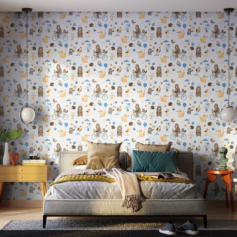 Papel-de-Parede-Vinilizado-Personagens-Azul-e-Bege
