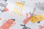Papel-de-Parede-Vinilizado-Monstrinhos-Vermelho-e-Cinza