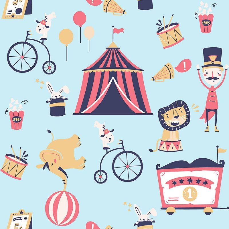 Papel-de-Parede-Vinilizado-Circo-Vetor-Vermelho-e-Amarelo
