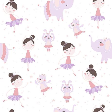 Papel de Parede Vinilizado Bailarinas Rosa e Lilás