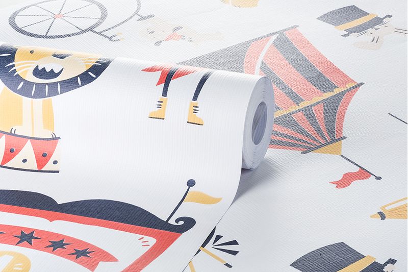 Papel-de-Parede-Vinilizado-Circo-Vetor-Vermelho-e-Amarelo