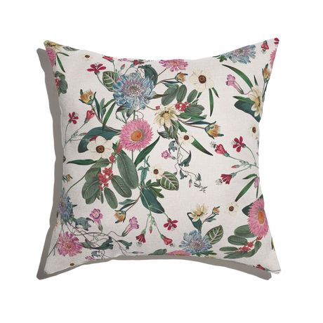 Almofada de Chão Quadrada Floral Cool Branco