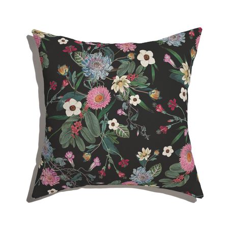 Almofada de Chão Quadrada Floral Cool Preto