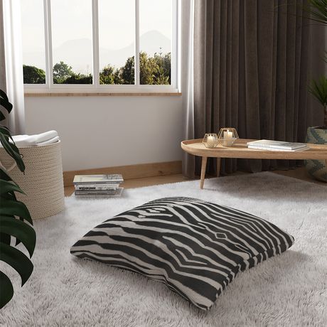 Almofada de Chão Quadrada Animal Print Preto e Branco