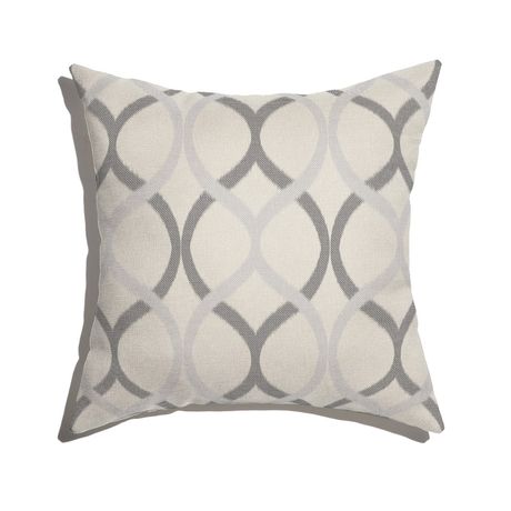 Almofada de Chão Quadrada Ikat Curvas Branco e Cinza