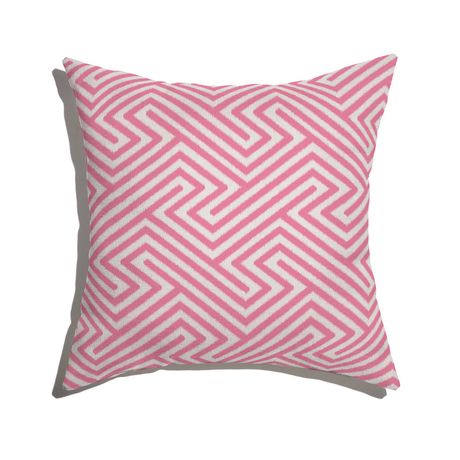 Almofada de Chão Quadrada Ikat Linhas Rosa e Branco