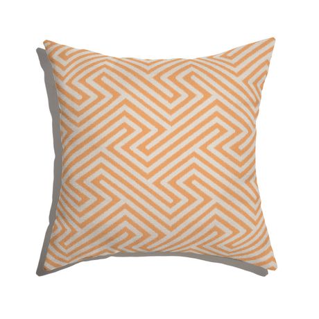 Almofada de Chão Quadrada Ikat Linhas Laranja e Branco