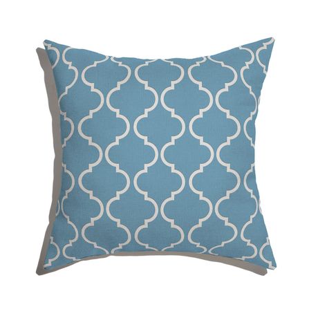 Almofada de Chão Quadrada Ikat Oriental Azul e Branco