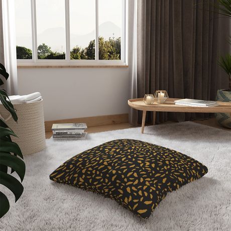 Almofada de Chão Quadrada Pintinhas Moderninhas Amarelo e Preto