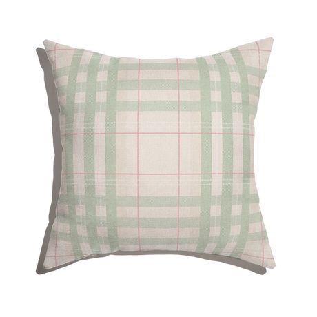 Almofada de Chão Quadrada Xadrez Tartan Bege e Verde