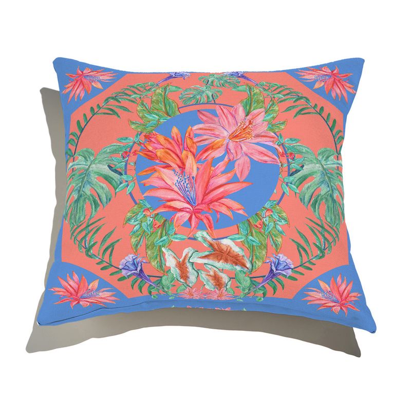 Almofada-de-Chao-Quadrada-Tropicana-Floral-I-Azul-e-Rosa