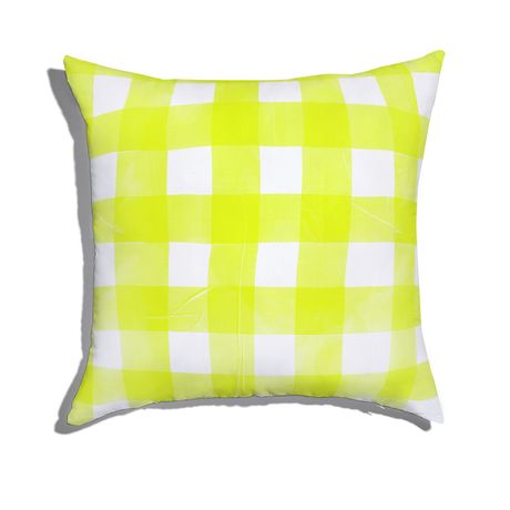 Almofada de Chão Quadrada Piquenique Amarelo e Branco