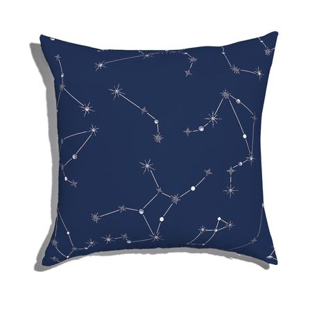 Almofada de Chão Quadrada Constelações Azul Marinho e Branco