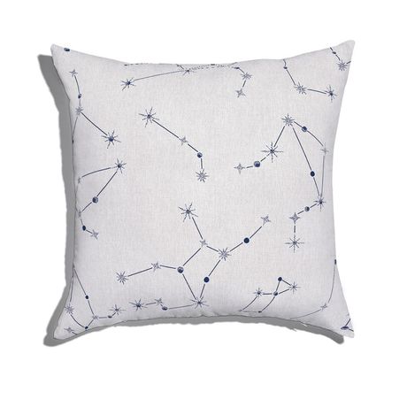Almofada de Chão Quadrada Constelações Branco e Azul Marinho