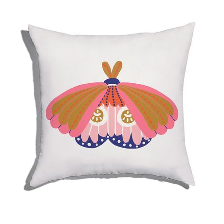 Almofada de Chão Quadrada Bugs Mariposa Branco e Mostarda