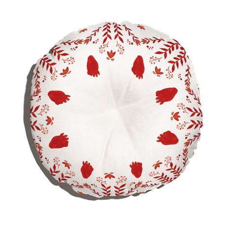 Almofada de Chão Redonda A cor mais quente Vermelho