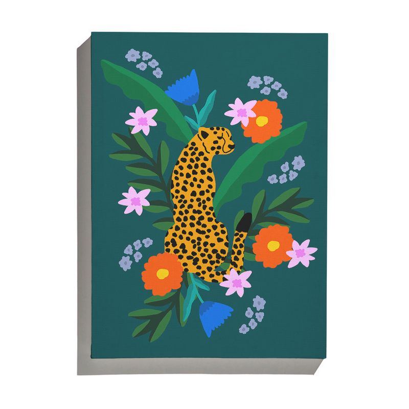 Canvas-Arranjo-Leopard-Pose-Verde-e-Amarelo