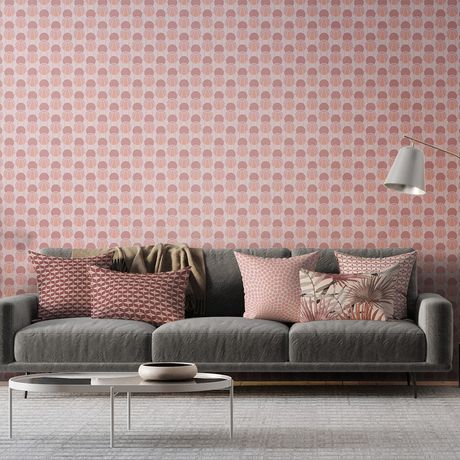 Capa de Almofada Folhagens Leque Tropical Rosa e Bege