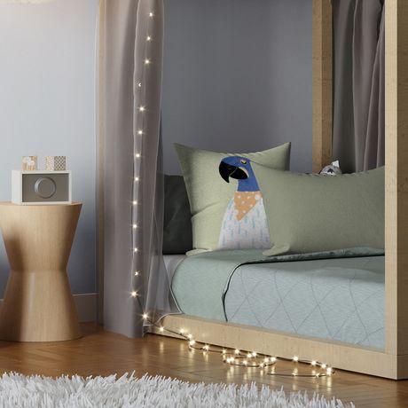 Capa de Almofada Arara do Brasil Verde e Azul