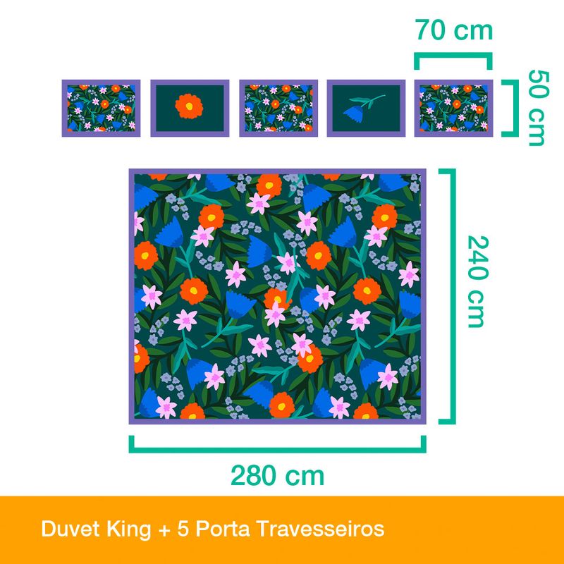 Capa-de-Edredom-Jardim-Leopard-Verde-e-Laranja