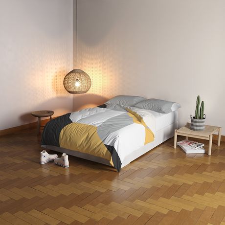 Capa de Edredom Geométrico Grande Cinza e Amarelo