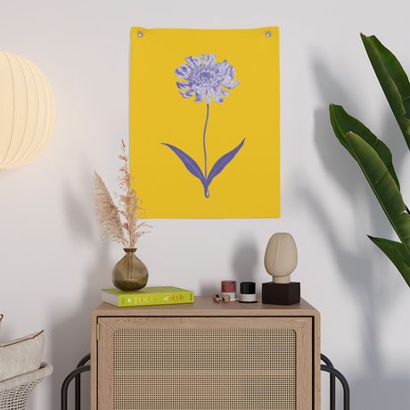 Flâmula Floral Psicodélico Amarelo e Azul