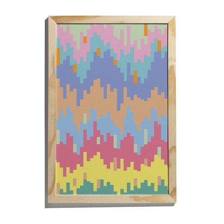 Quadro Ondas Giz de Cera Rosa e Amarelo