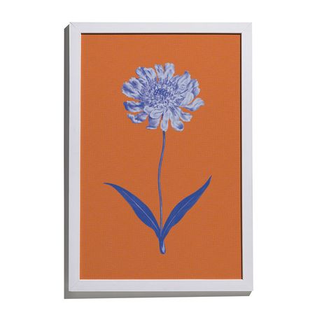 Quadro Floral Psicodélico Laranja e Azul