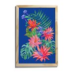 Quadro-Tropicana-Floral-Azul-e-Rosa