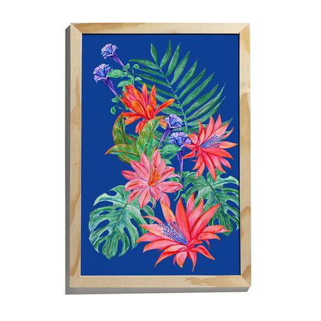 Quadro Tropicana Floral Azul e Rosa