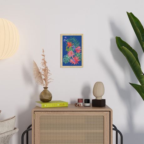 Quadro Tropicana Floral Azul e Rosa