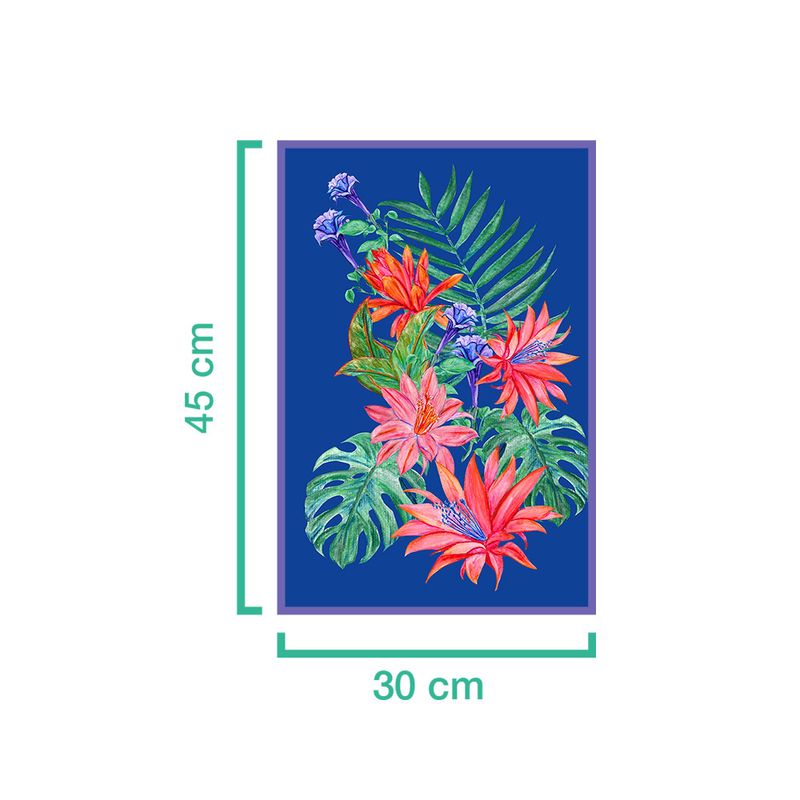 Quadro-Tropicana-Floral-Azul-e-Rosa