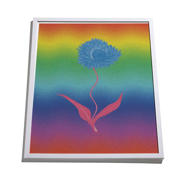 Quadro-Floral-Psicodelico-Azul-e-Rosa