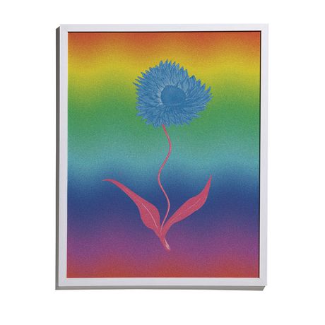 Quadro Floral Psicodélico Azul e Rosa