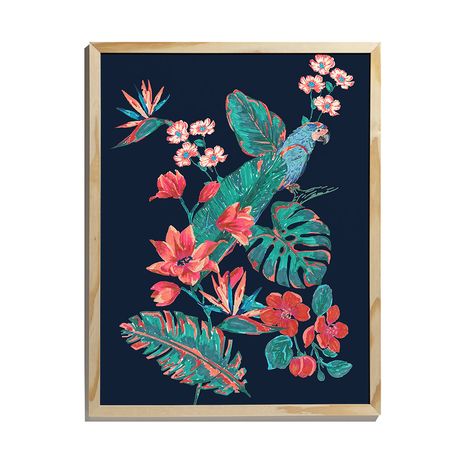 Quadro Flor de Arara Azul e Azul Marinho