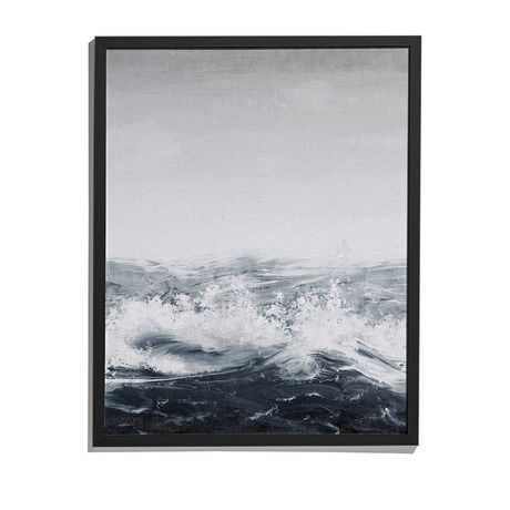 Quadro Mar Realista Azul Marinho e Cinza