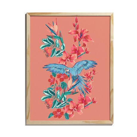 Quadro Flor de Arara III Rosa e Azul