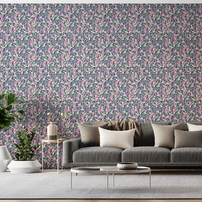 Papel-de-Parede-Vinilico-Classico-Moderno-Floral-Preto-e-Rosa
