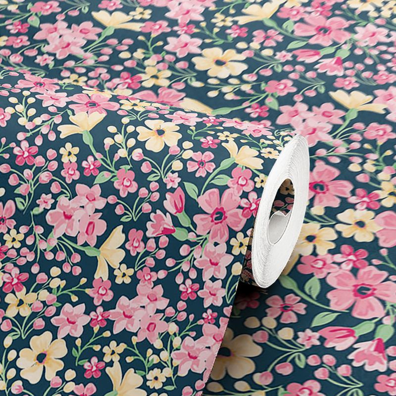 Papel-de-Parede-Vinilico-Classico-Moderno-Floral-Preto-e-Rosa