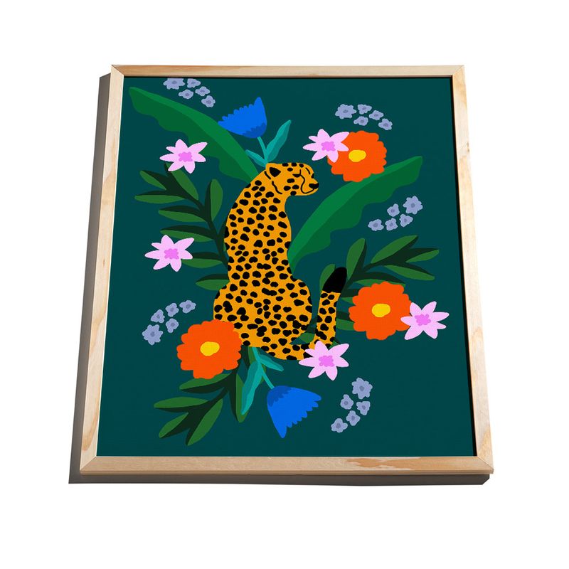 Quadro-Arranjo-Leopard-Pose-Verde-e-Amarelo