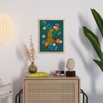 Quadro-Arranjo-Leopard-Pose-Verde-e-Amarelo