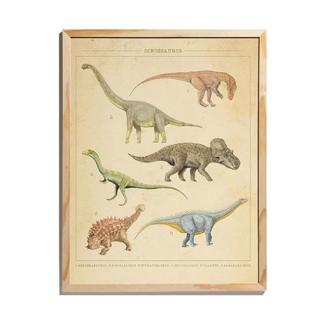 Quadro Dinos fósseis Bege e Verde