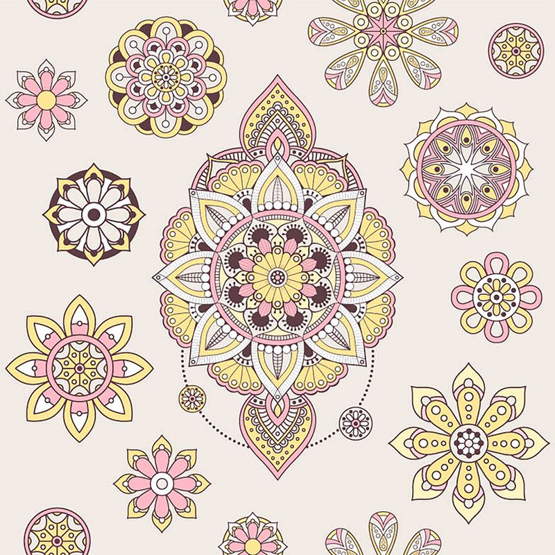 Papel-de-Parede-Vinilizado-Mandala-Cinza-e-Rosa