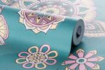 Papel-de-Parede-Vinilizado-Mandala-Verde-e-Amarelo