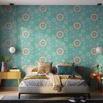 Papel-de-Parede-Vinilizado-Mandala-Verde-e-Amarelo