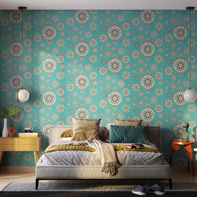 Papel-de-Parede-Vinilizado-Mandala-Verde-e-Amarelo